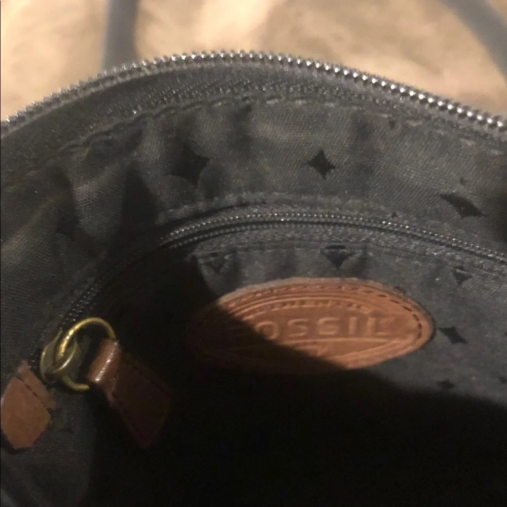 Vintage Fossil Black Leather Crossbody Bag